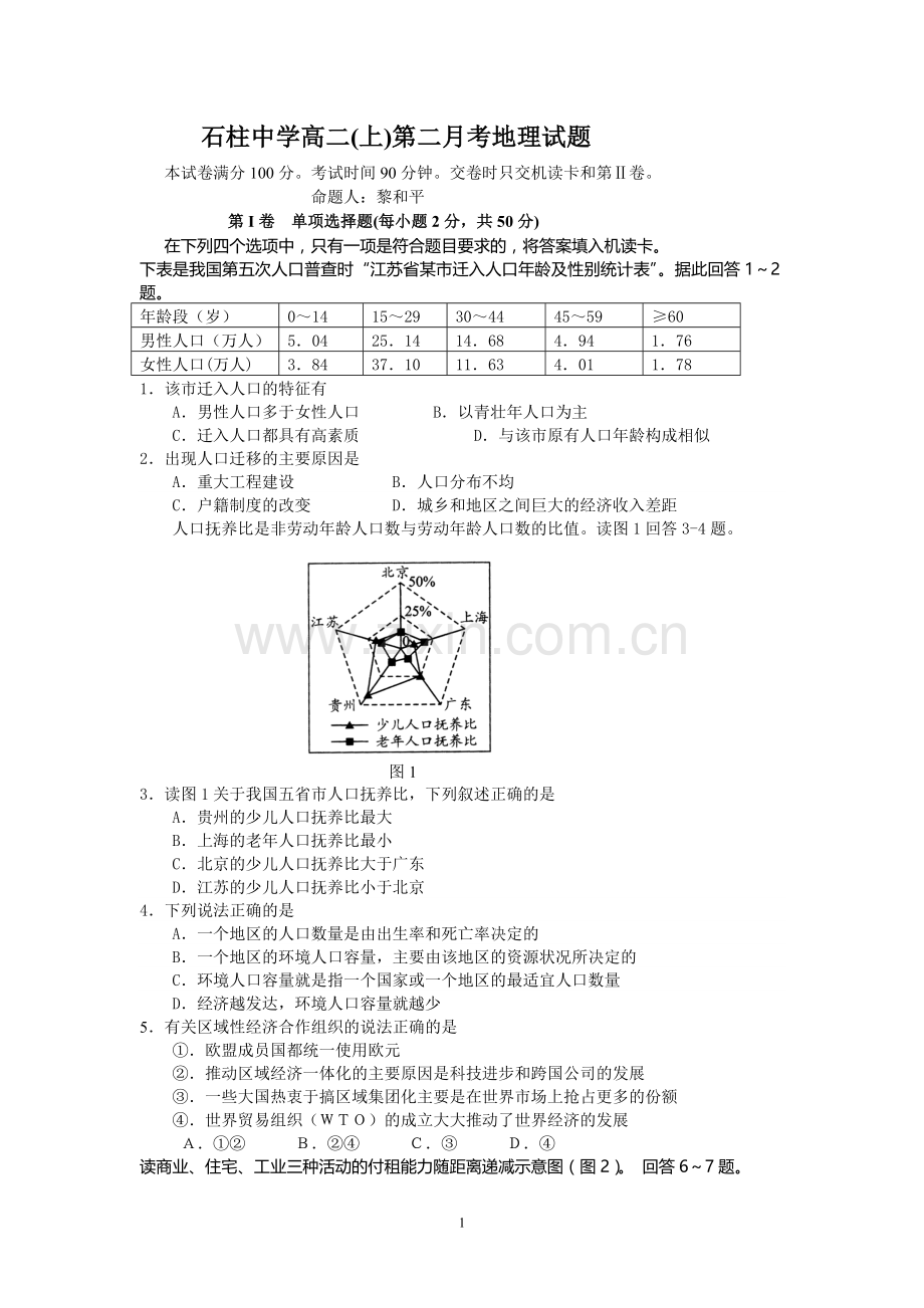 高二(上)第二月考地理试题.doc_第1页