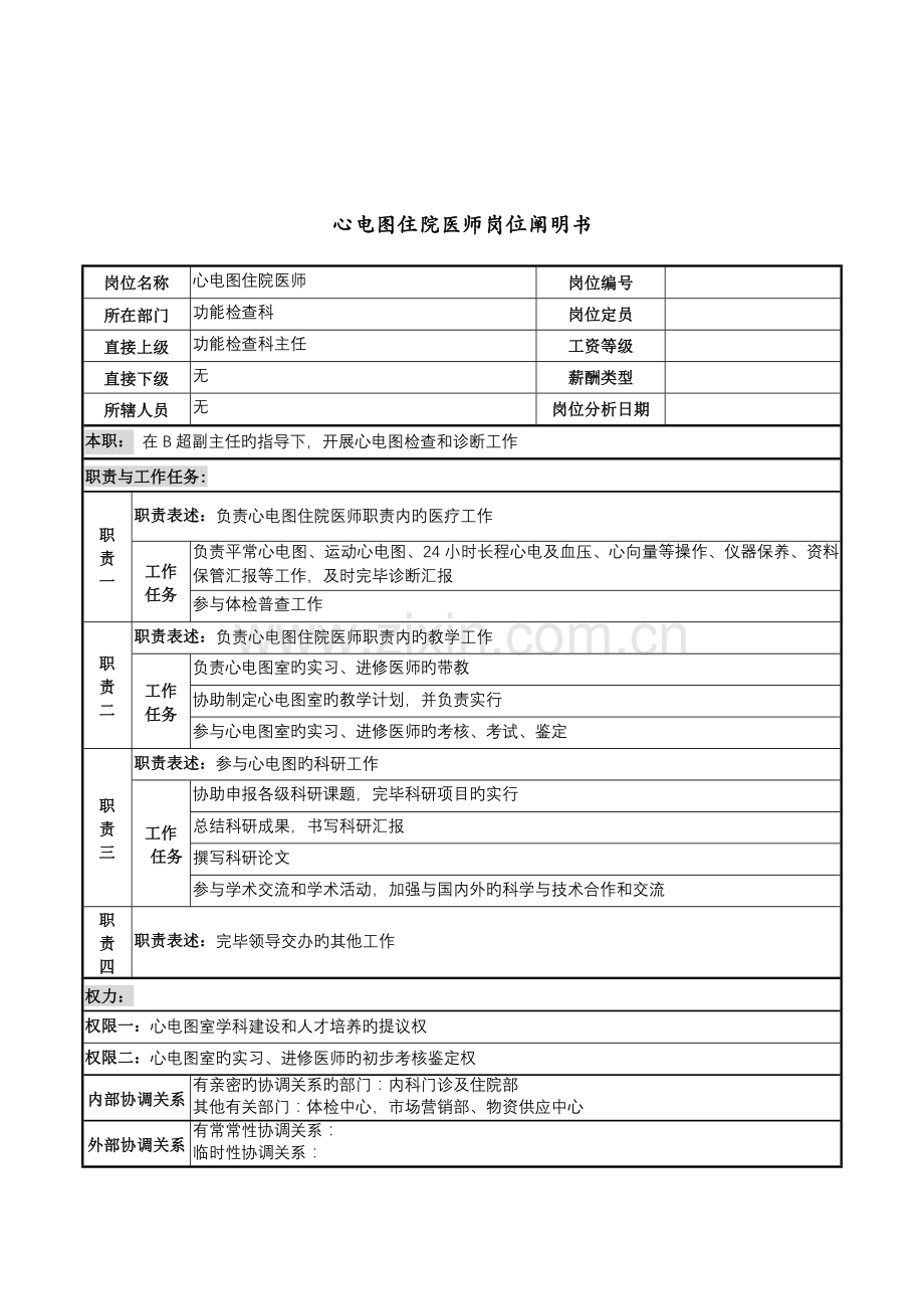 2022年心电图住院医师岗位说明书.doc_第1页