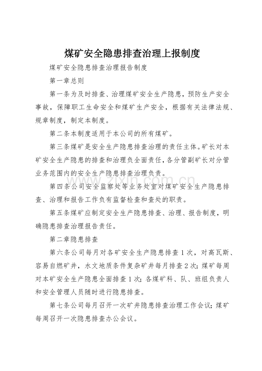 煤矿安全隐患排查治理上报规章制度细则.docx_第1页