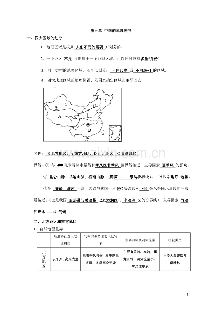 初二地理下册复习提纲.doc_第1页