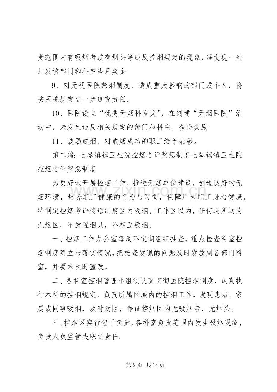 五烈镇卫生院控烟考评奖惩规章制度.docx_第2页