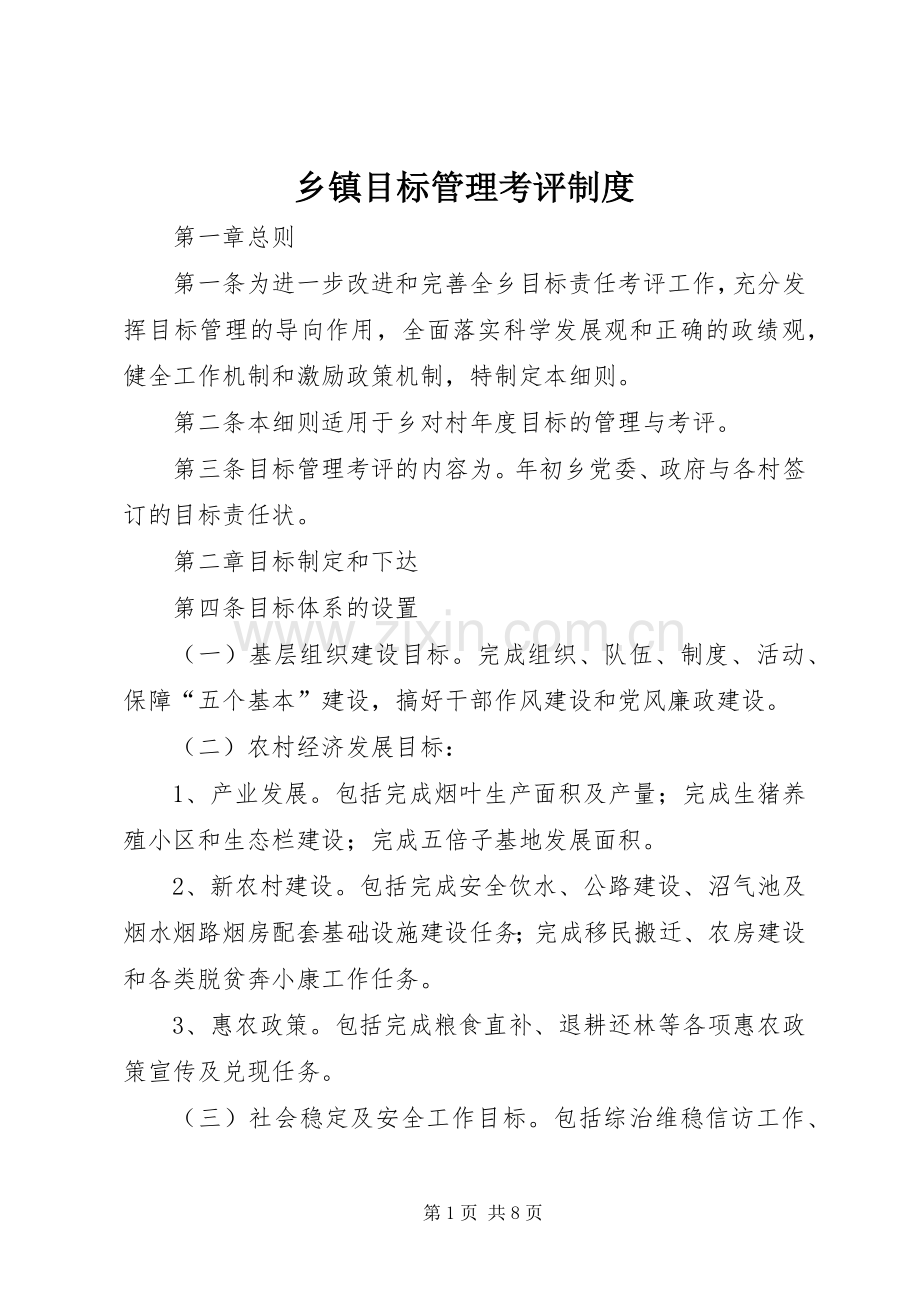 乡镇目标管理考评规章制度.docx_第1页