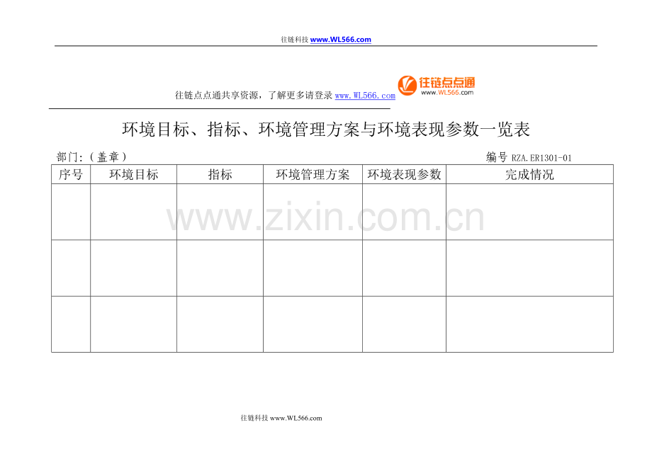 环境目标、指标、环境管理方案与环境表现参数一览表.doc_第1页