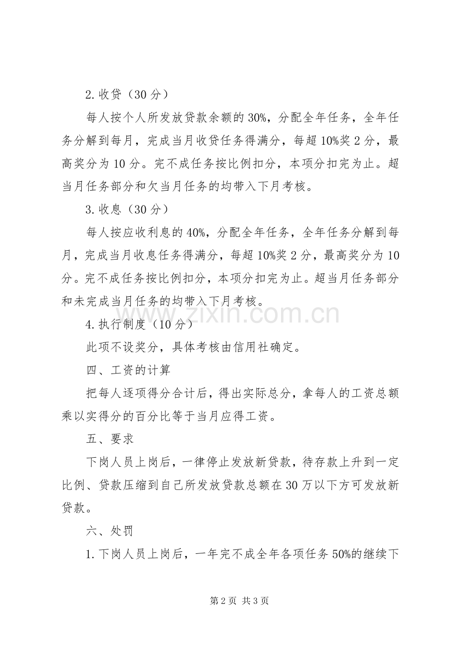 信用社下岗人员上岗考核规章制度.docx_第2页