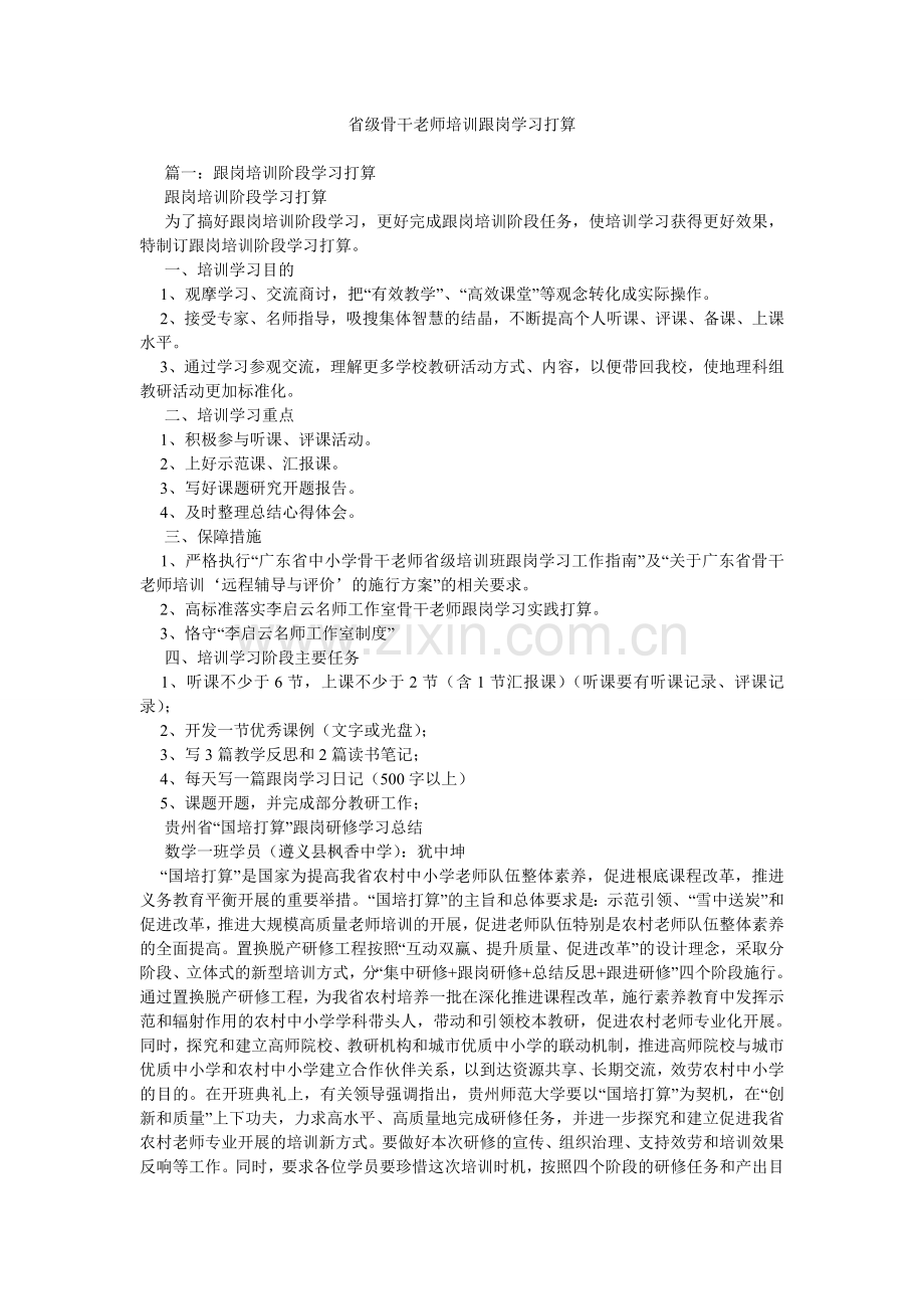 省级骨干教师培训跟岗学习计划.doc_第1页