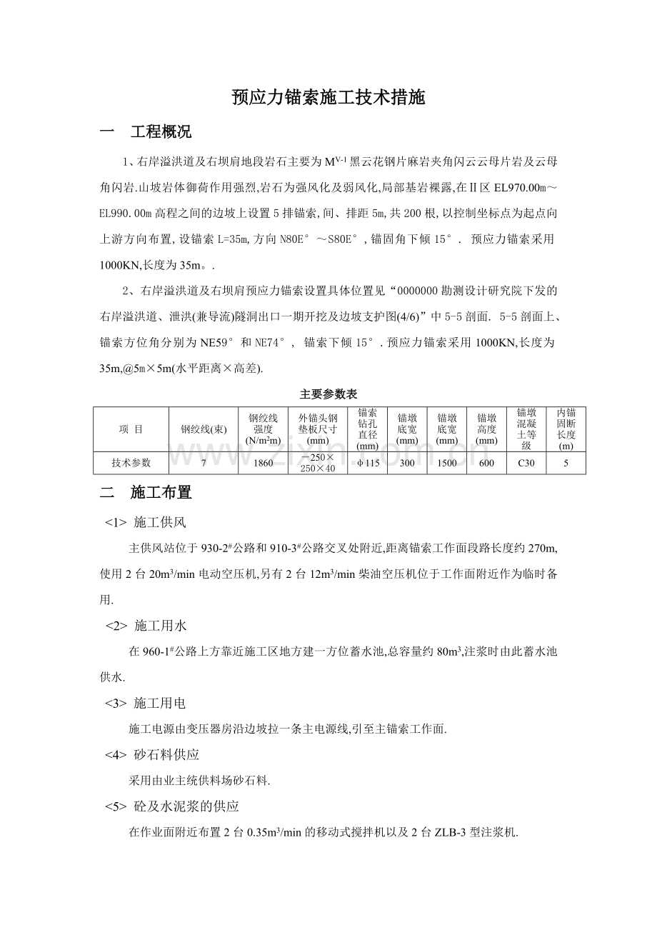 某水电站预应力锚索施工技术措施.doc_第1页