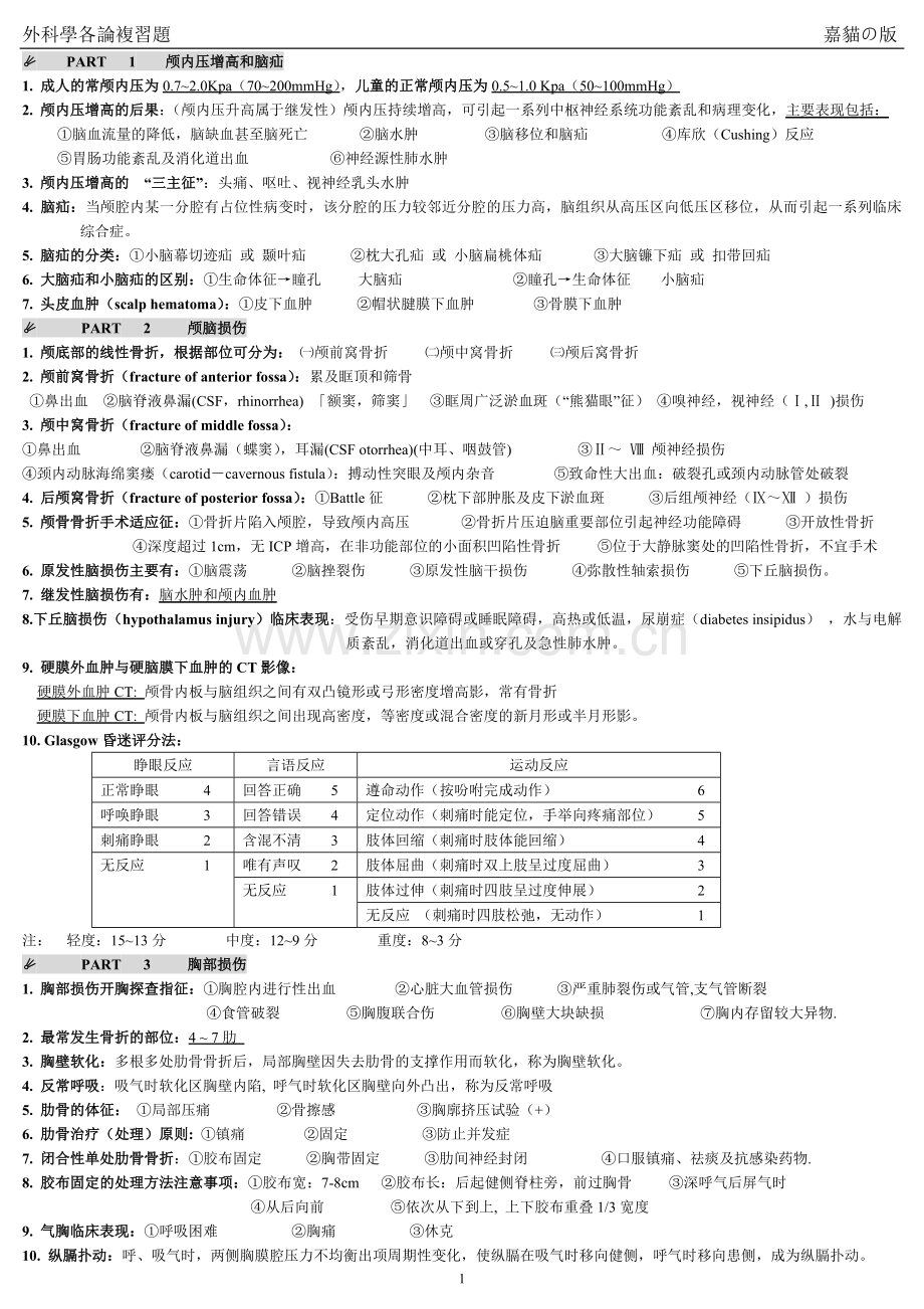 外科学各论复习.doc_第1页