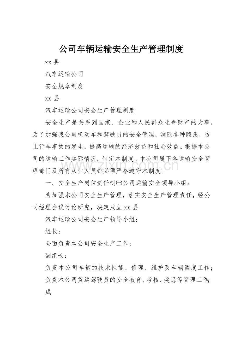 公司车辆运输安全生产管理规章制度 .docx_第1页