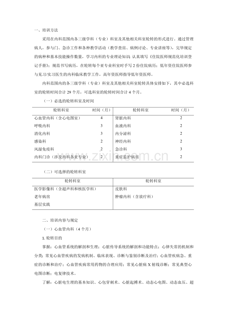 2023年住院医师规范化培训内容与标准——内科.doc_第1页