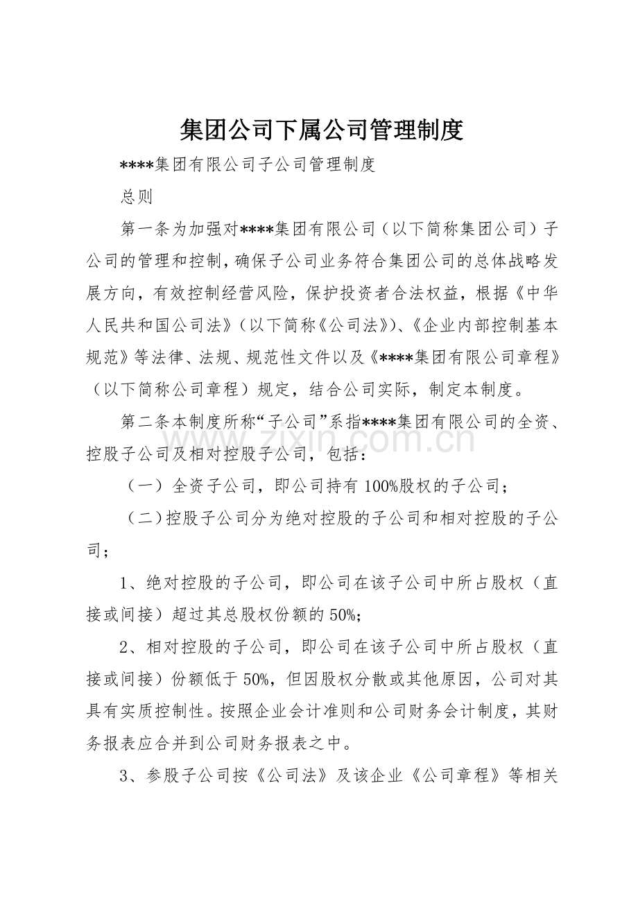 集团公司下属公司管理规章制度 .docx_第1页