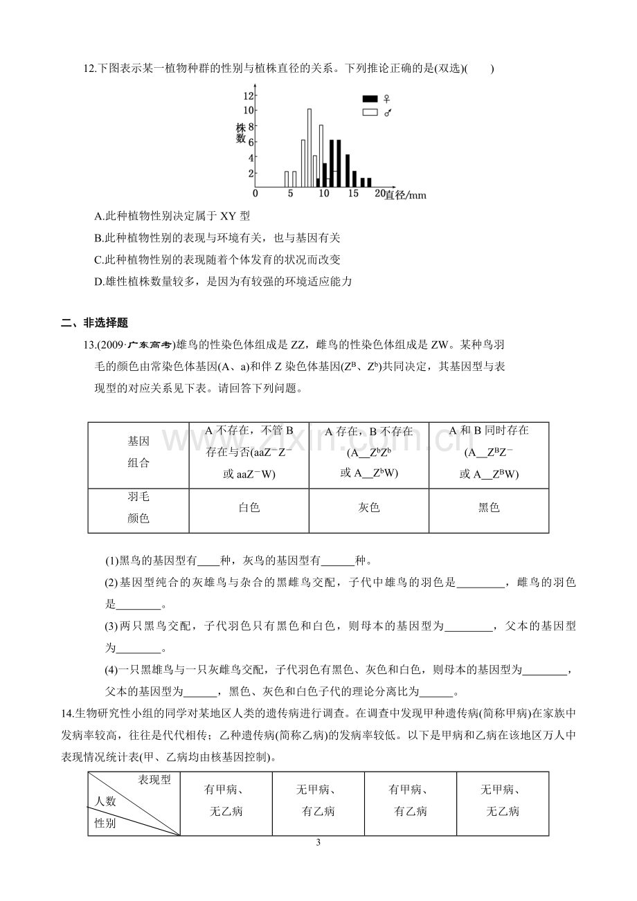 基因在染色体上及伴性遗传---习题.doc_第3页