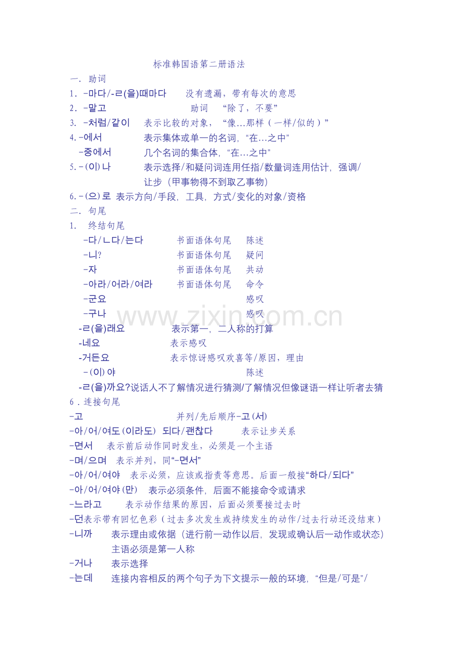 标准韩国语第二册语法简版.doc_第1页