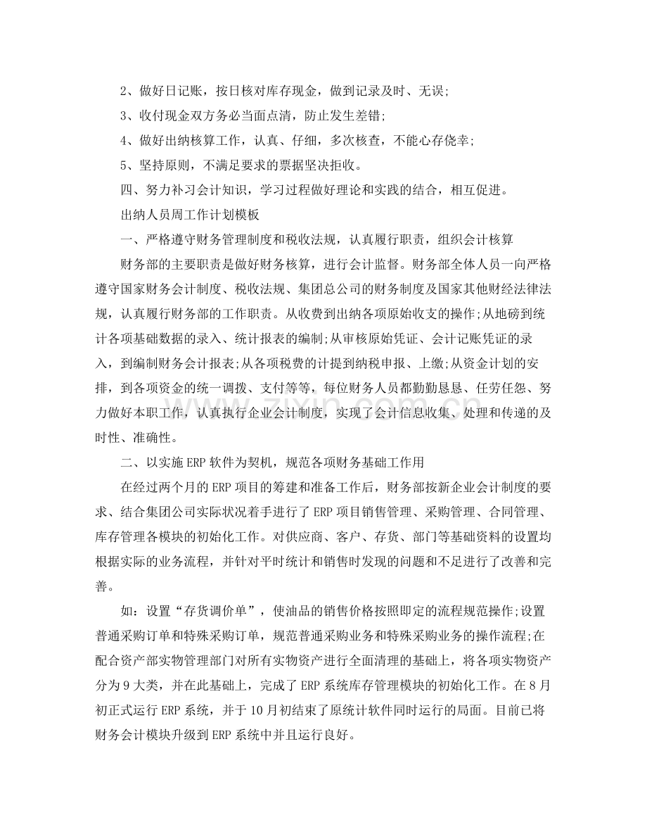 财务出纳人员工作计划怎么写 .docx_第2页