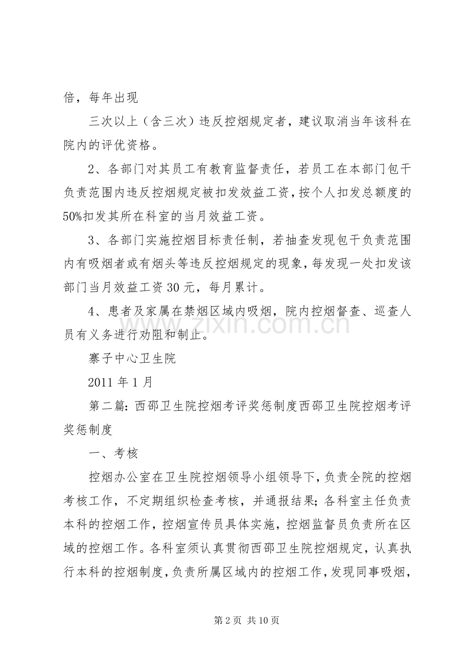 寨子中心卫生院控烟考评奖惩规章制度.docx_第2页