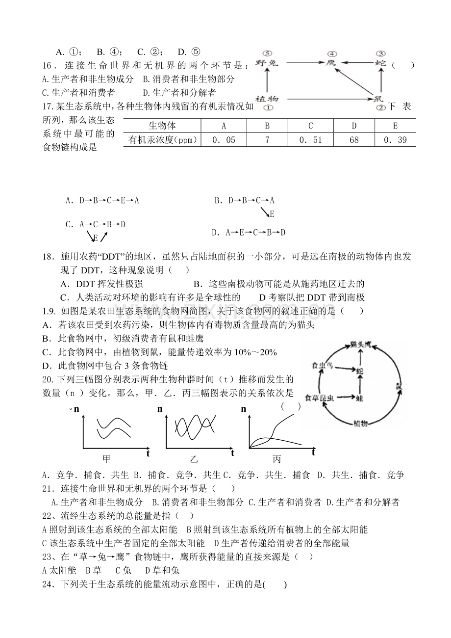 第六单元第一章生态系统复习题.doc_第2页