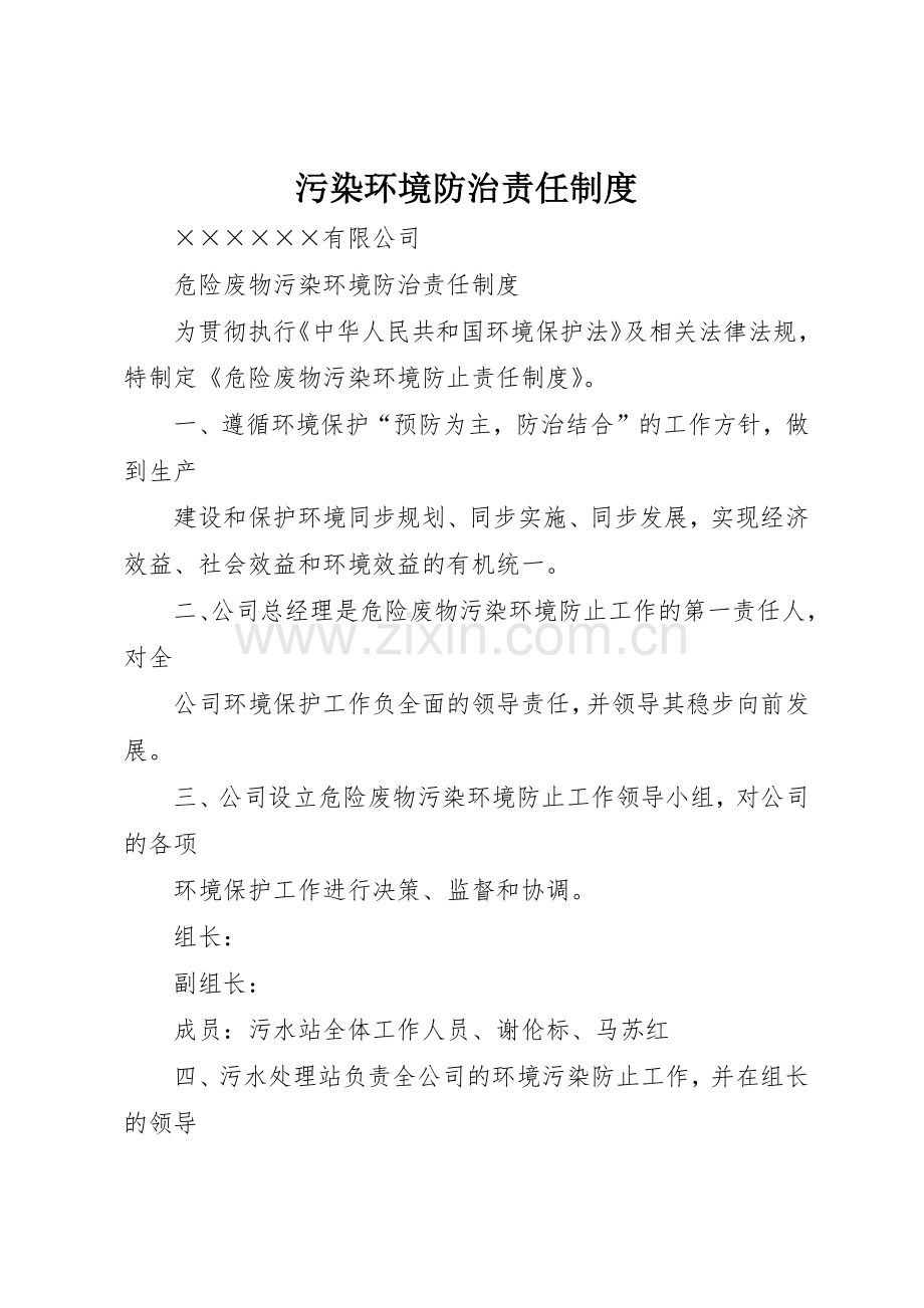 污染环境防治责任规章制度细则.docx_第1页