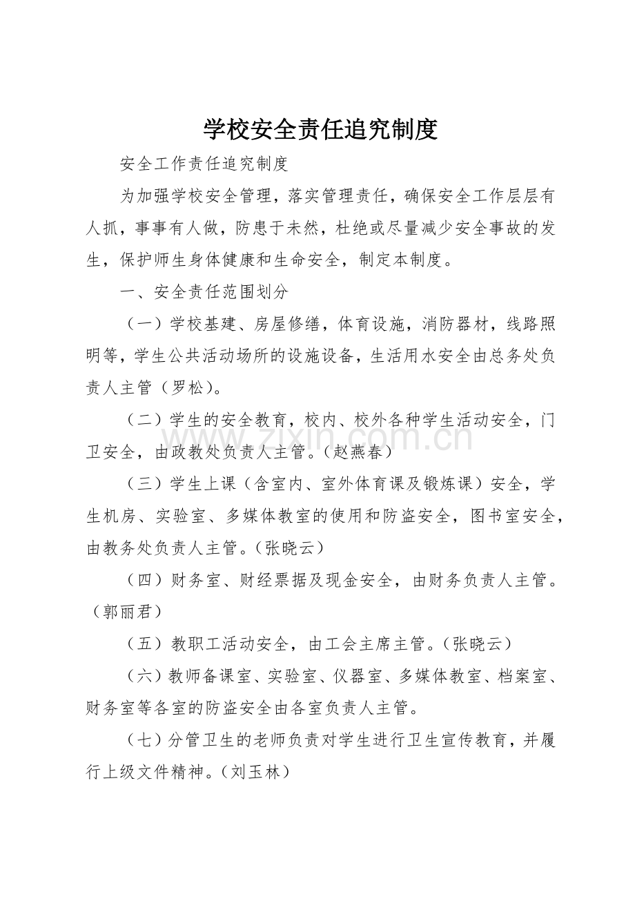 学校安全责任追究规章制度细则.docx_第1页