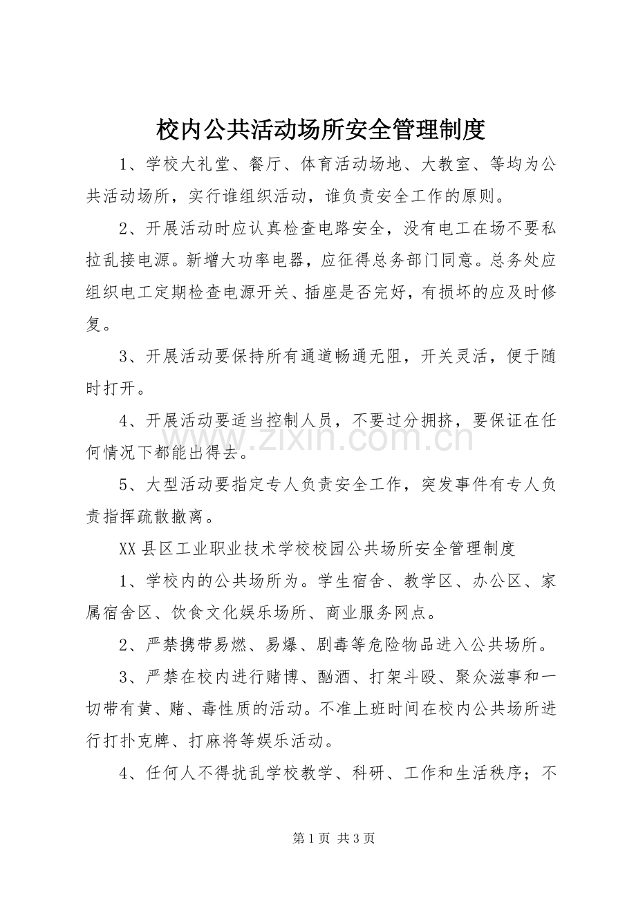 校内公共活动场所安全管理规章制度.docx_第1页