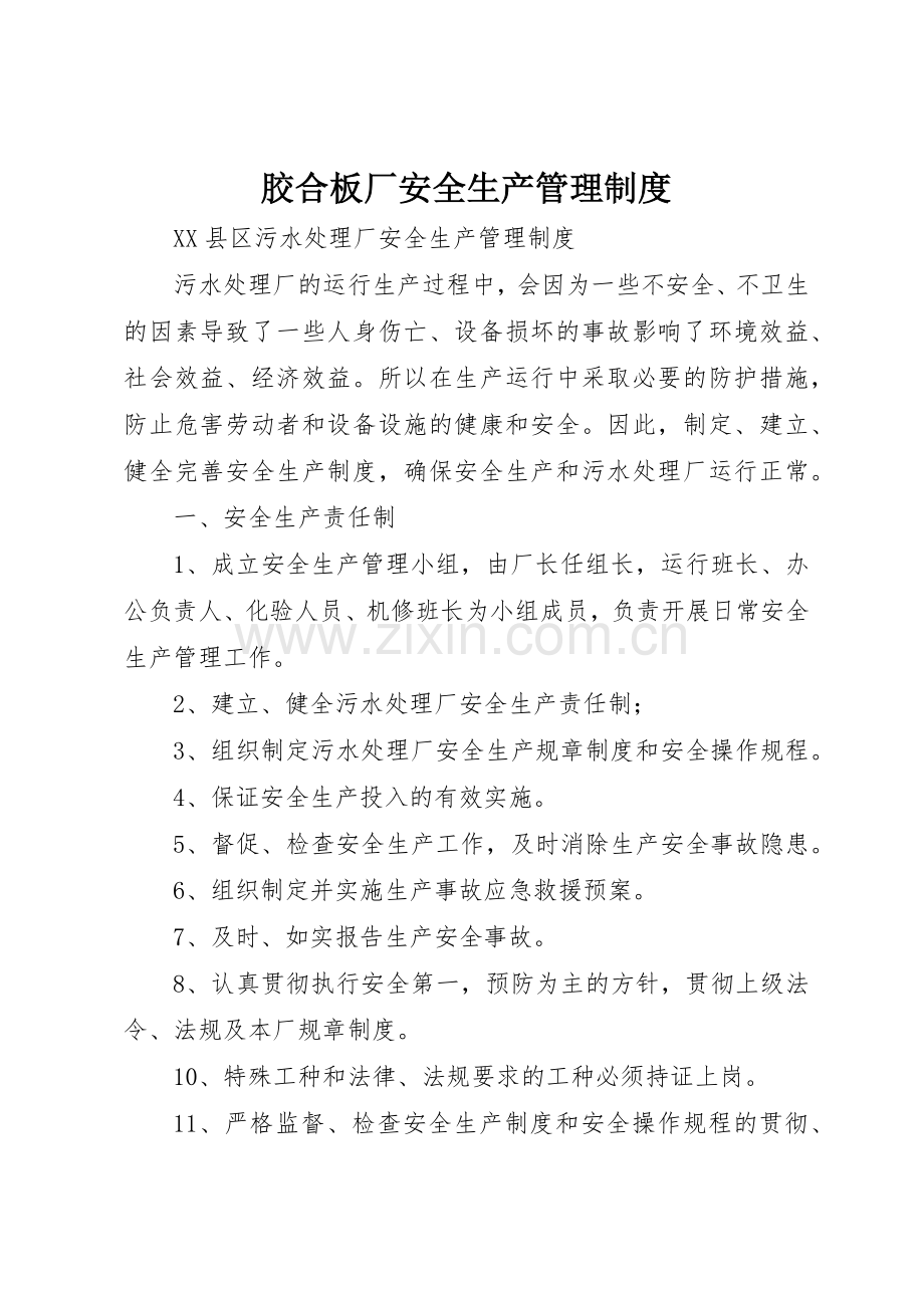 胶合板厂安全生产规章制度管理.docx_第1页