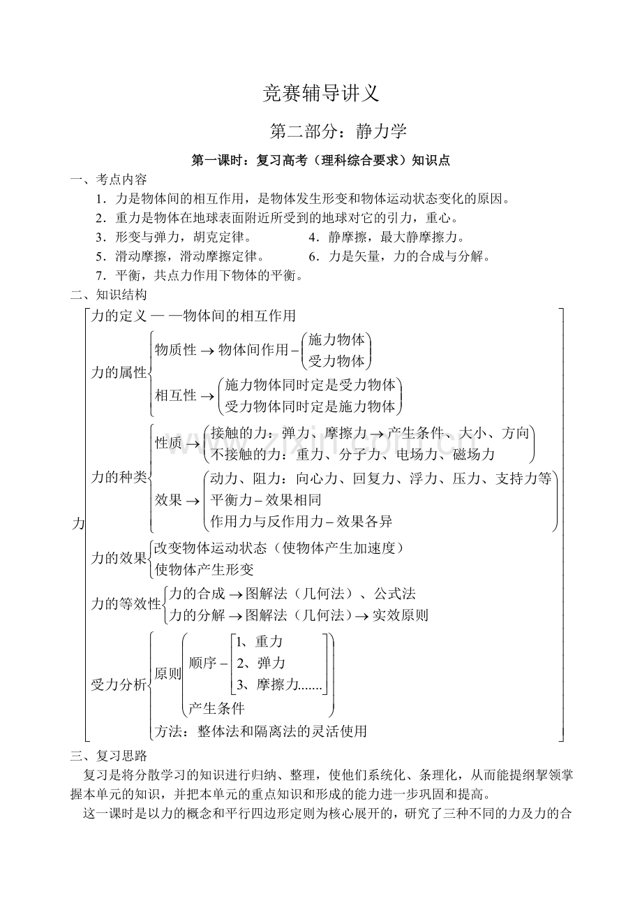 高一物理竞赛讲义-静力学.doc_第1页