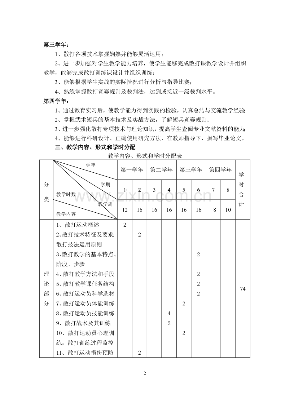 《散打专项理论与实践》教学大纲.doc_第2页