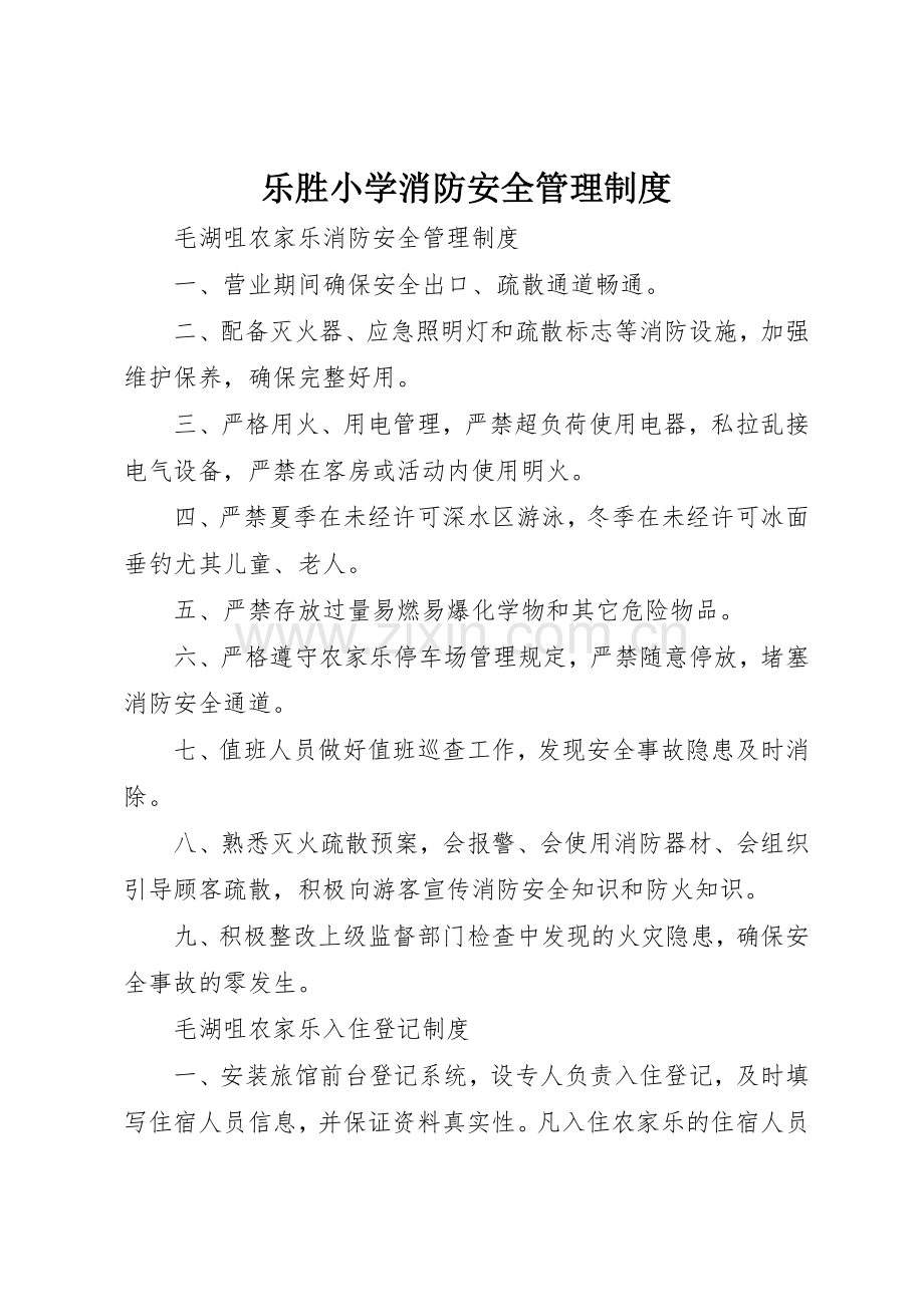 乐胜小学消防安全管理规章制度 .docx_第1页