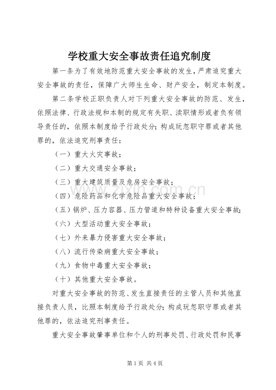 学校重大安全事故责任追究规章制度.docx_第1页