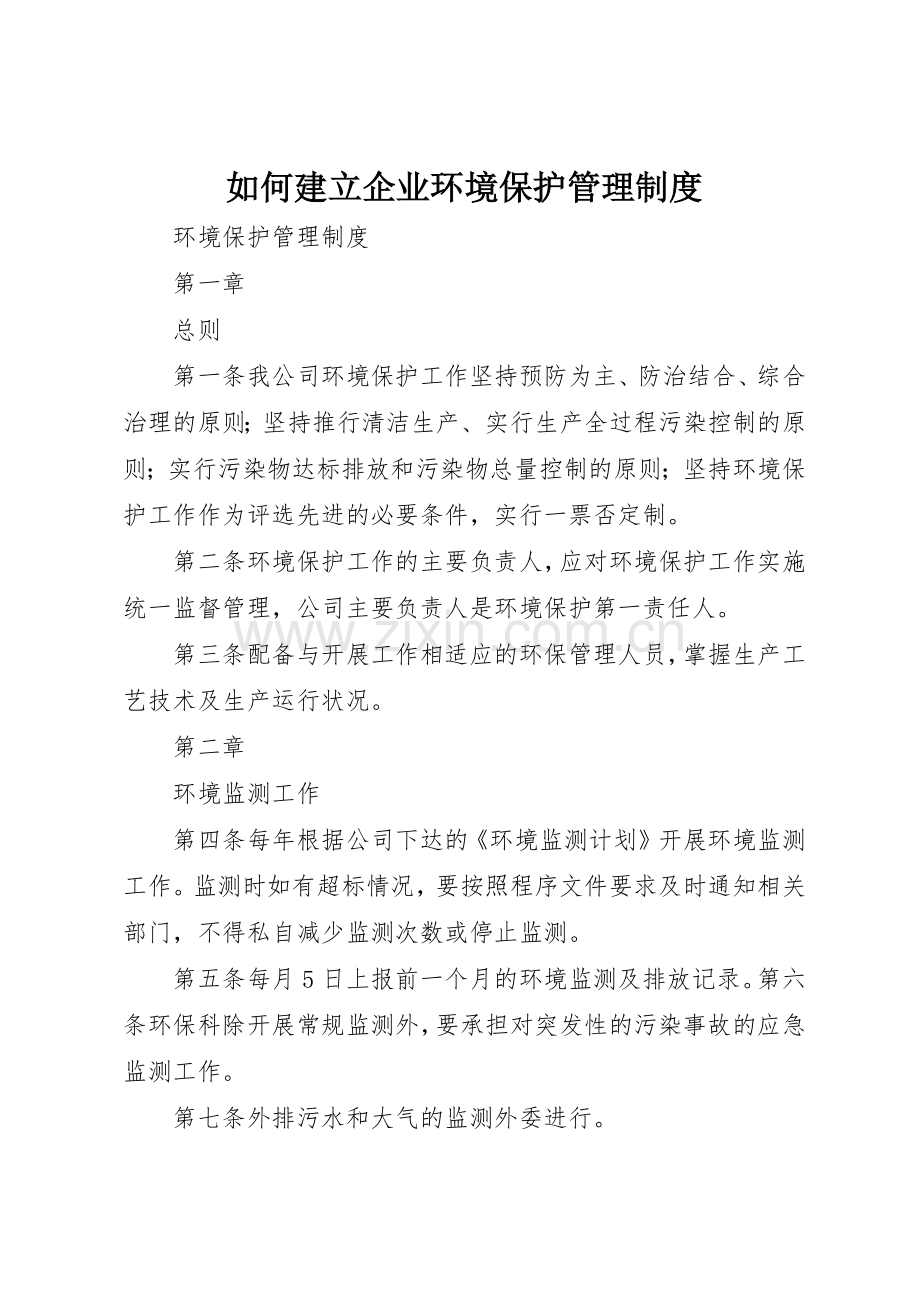 如何建立企业环境保护管理规章制度细则.docx_第1页