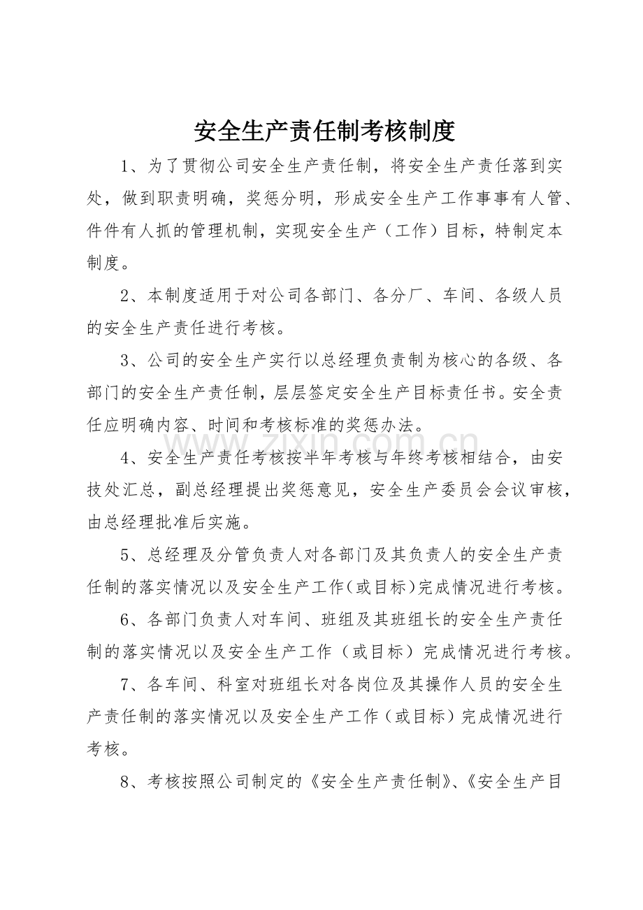 安全生产责任制考核规章制度细则.docx_第1页