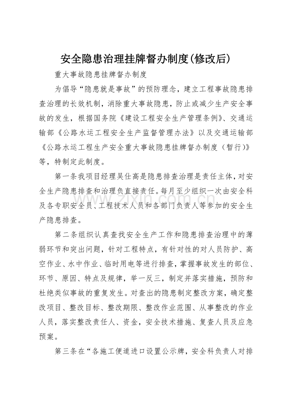 安全隐患治理挂牌督办规章制度细则(修改后).docx_第1页