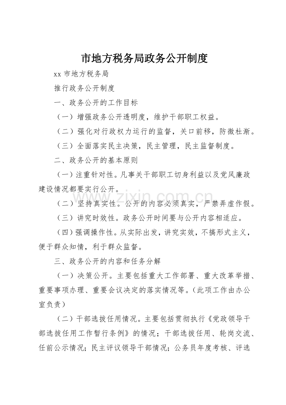 市地方税务局政务公开管理规章制度.docx_第1页