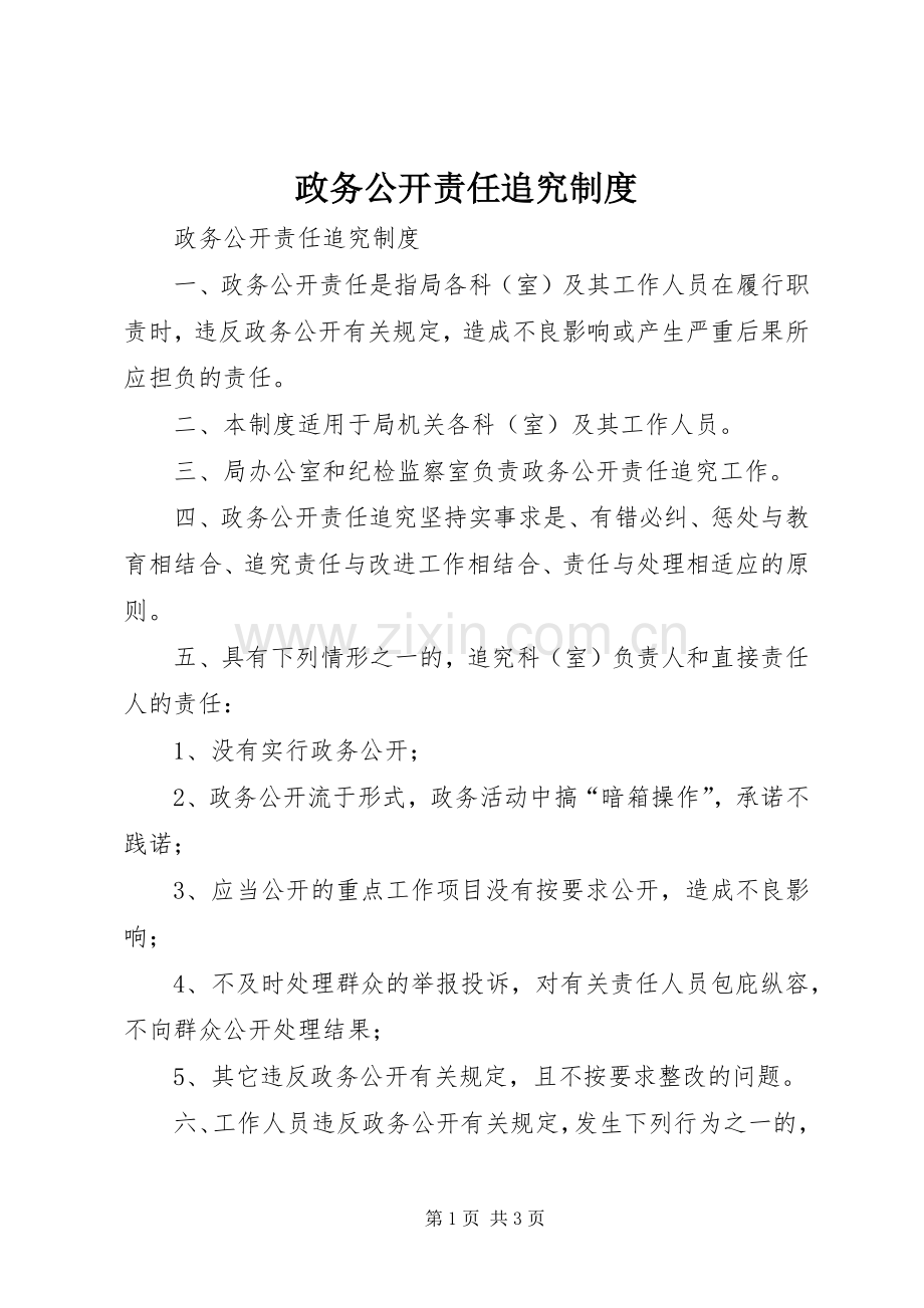 政务公开责任追究规章制度 .docx_第1页