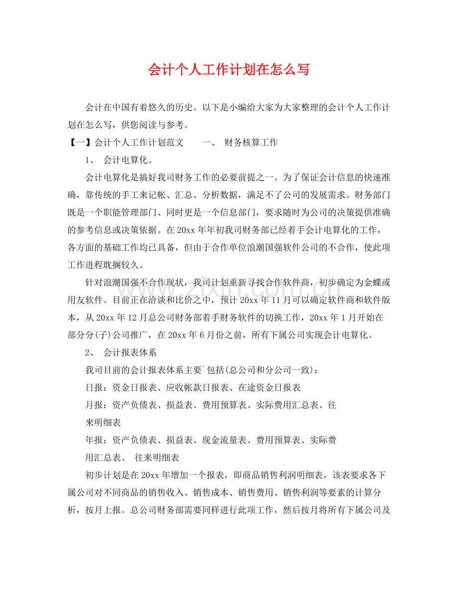 会计个人工作计划在怎么写 .docx_第1页