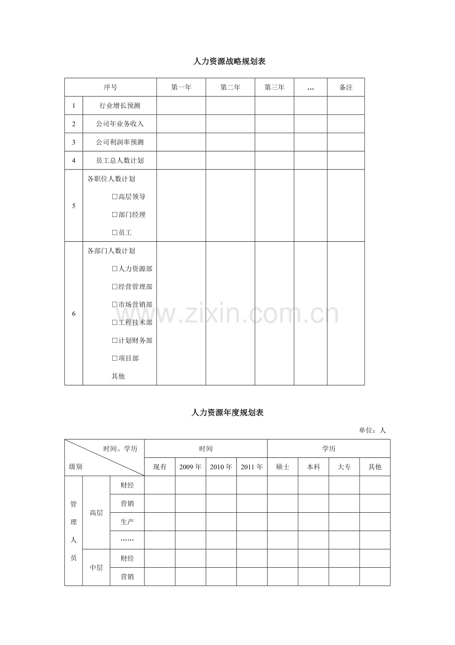 人力资源战略规划表.docx_第1页