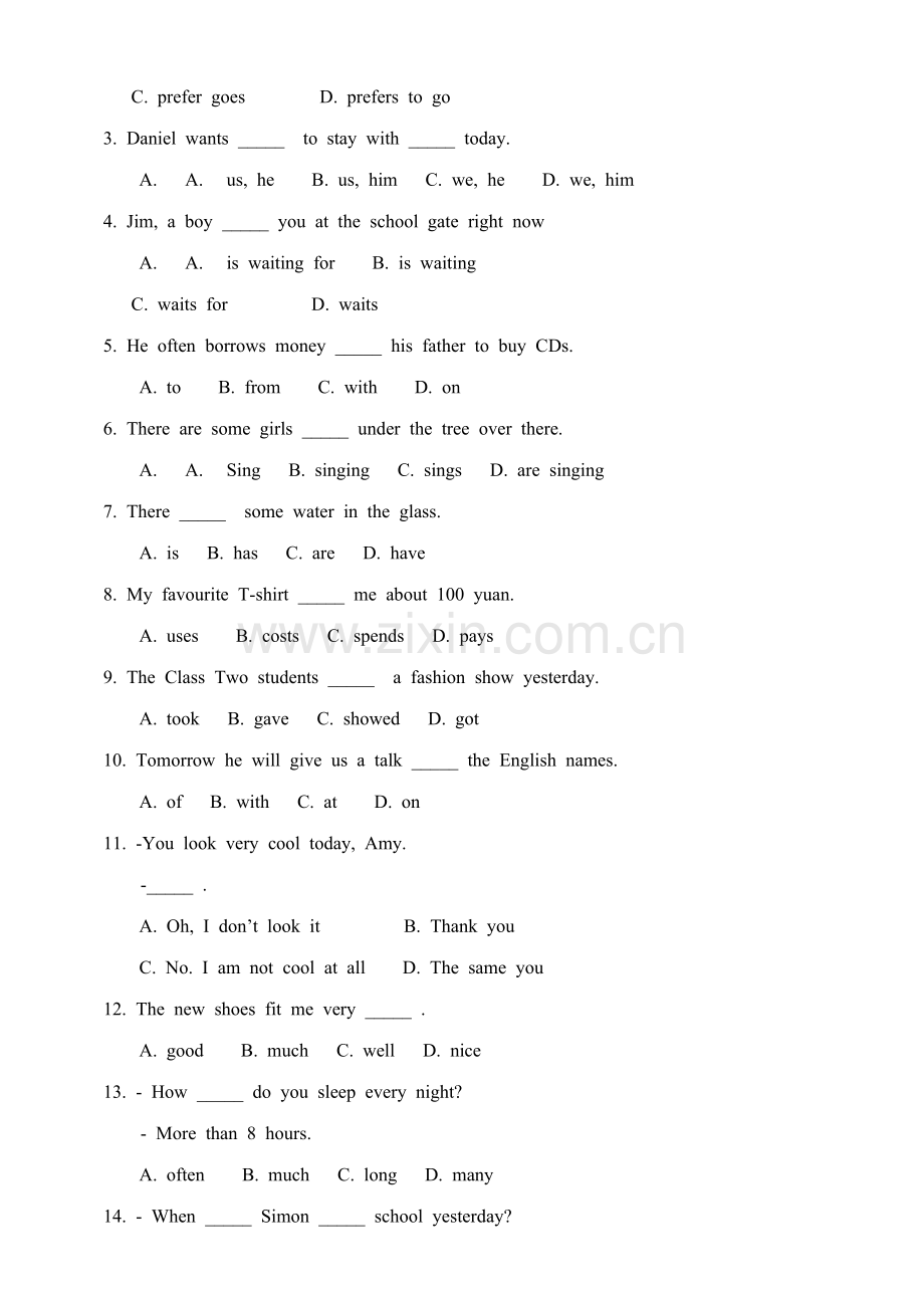 七年级英语下学期英语期末试卷.doc_第3页