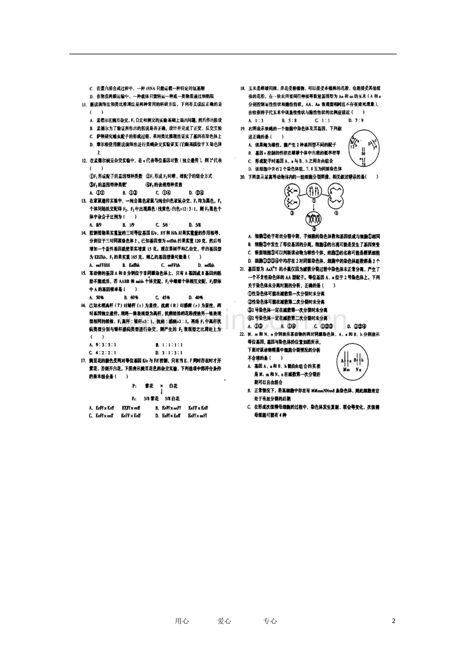 安徽省合肥市2013届高三生物上学期第二次段考试题(扫描版)新人教版.doc_第2页