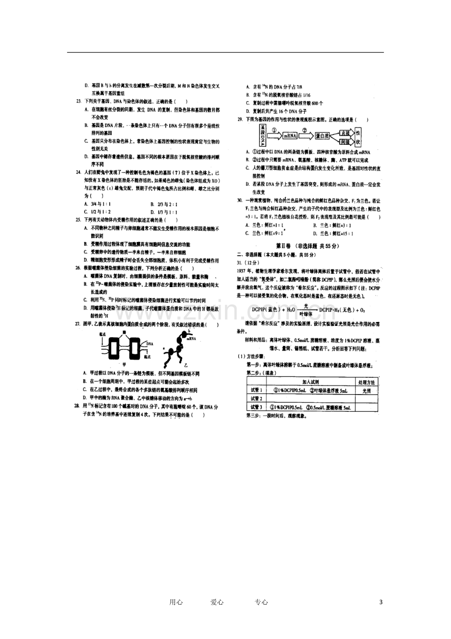 安徽省合肥市2013届高三生物上学期第二次段考试题(扫描版)新人教版.doc_第3页