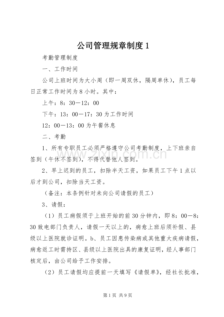 公司管理规章规章制度1 (2).docx_第1页