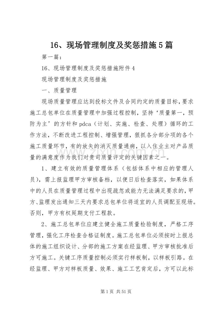 现场管理规章制度及奖惩措施篇.docx_第1页