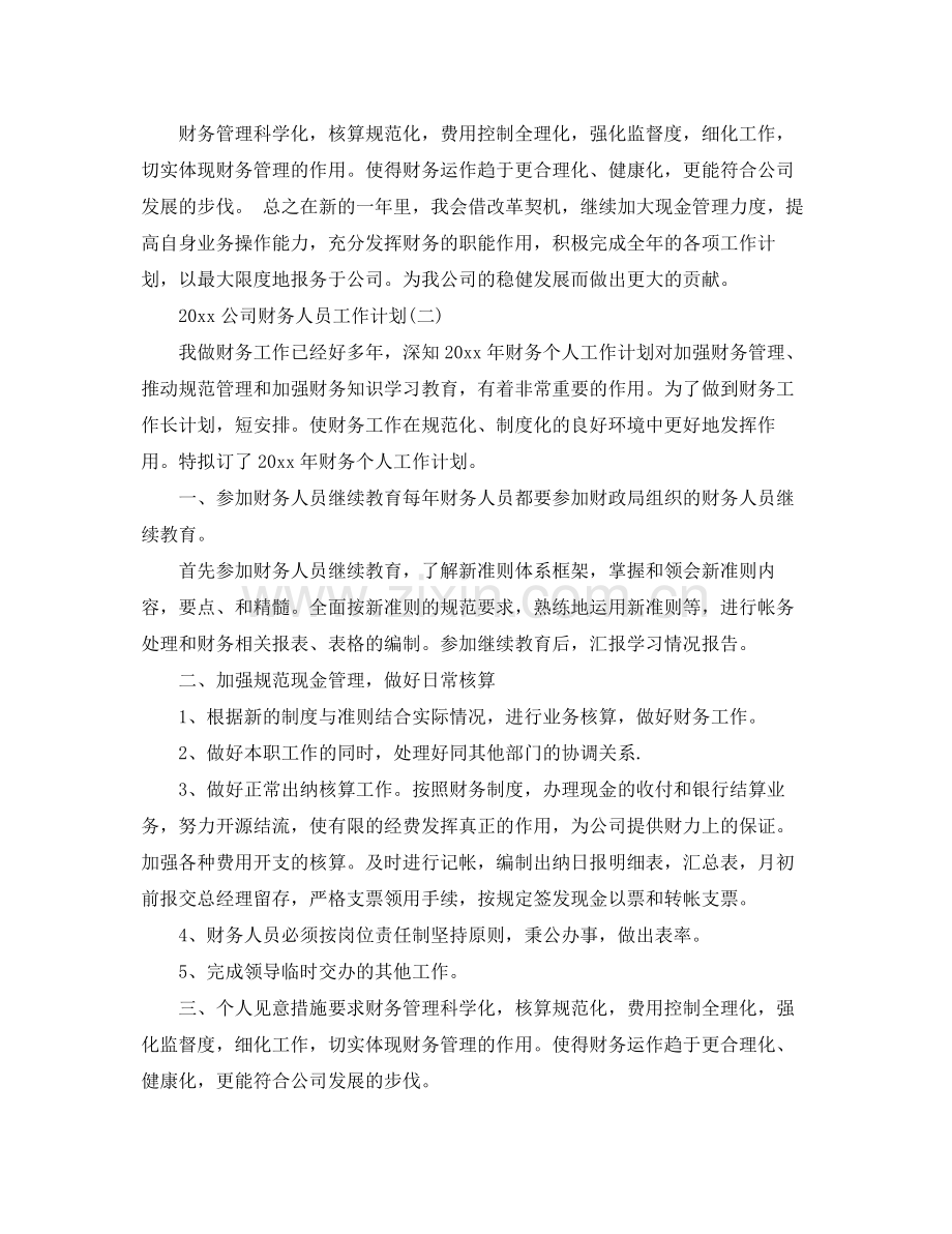 公司财务人员工作计划 .docx_第2页