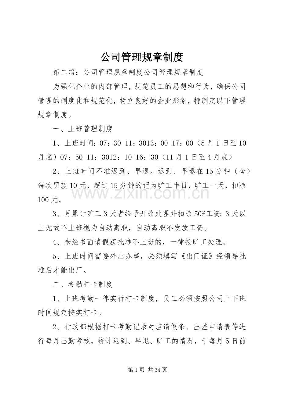 公司管理规章规章制度 (3).docx_第1页