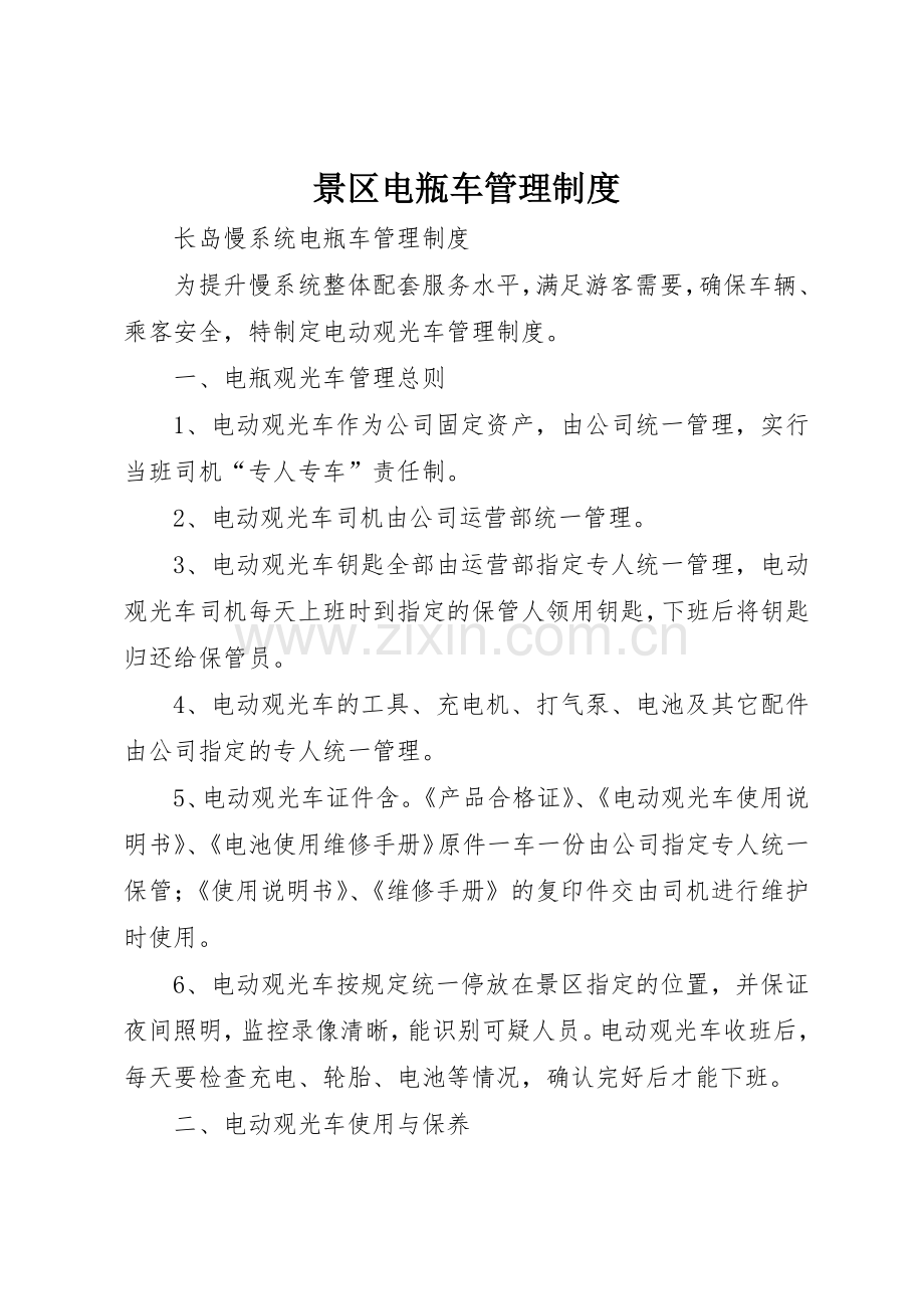 景区电瓶车管理规章制度细则.docx_第1页