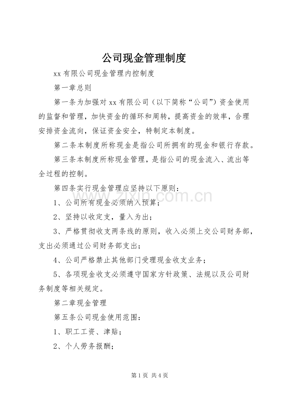 公司现金管理规章制度 .docx_第1页