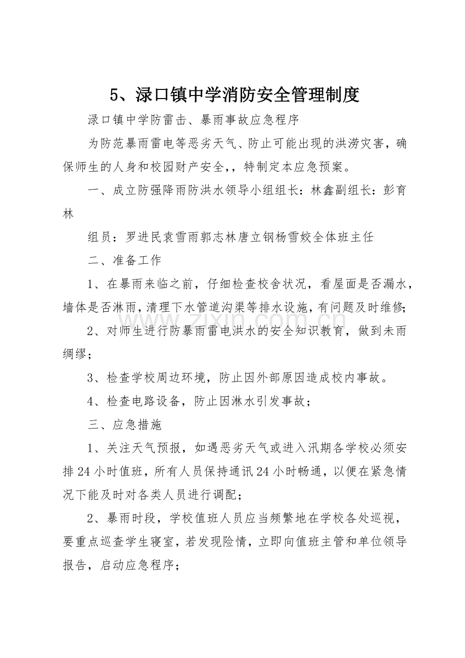 渌口镇中学消防安全规章制度管理.docx_第1页