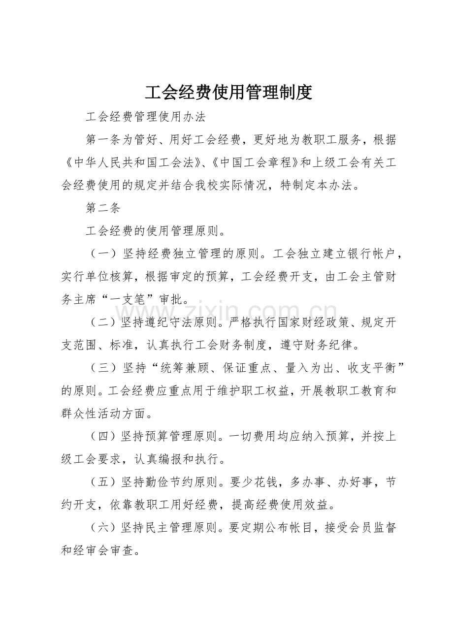 工会经费使用管理规章制度细则.docx_第1页