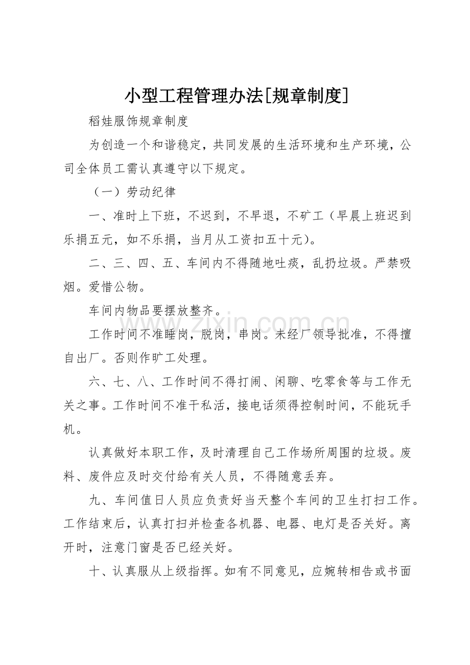 小型工程管理办法[规章规章制度] .docx_第1页