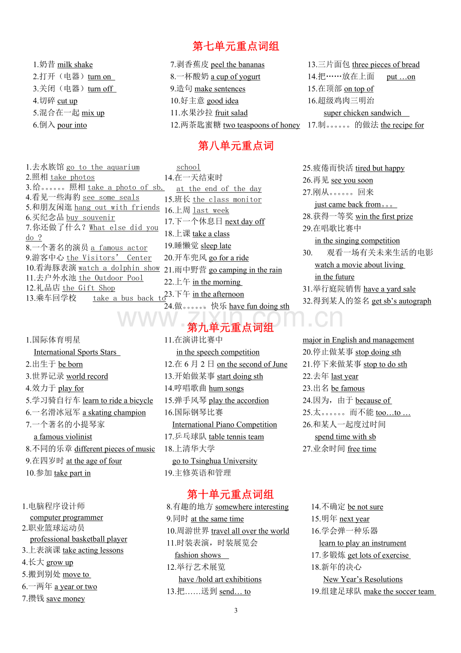 新目标八年级英语上册1-12单元重点词组.doc_第3页