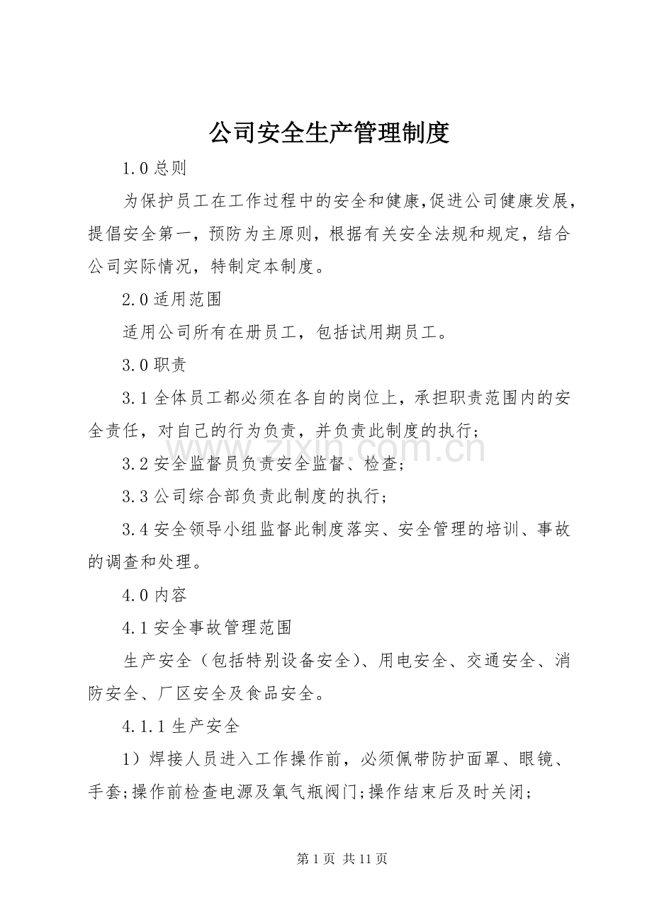 公司安全生产管理规章制度 .docx_第1页