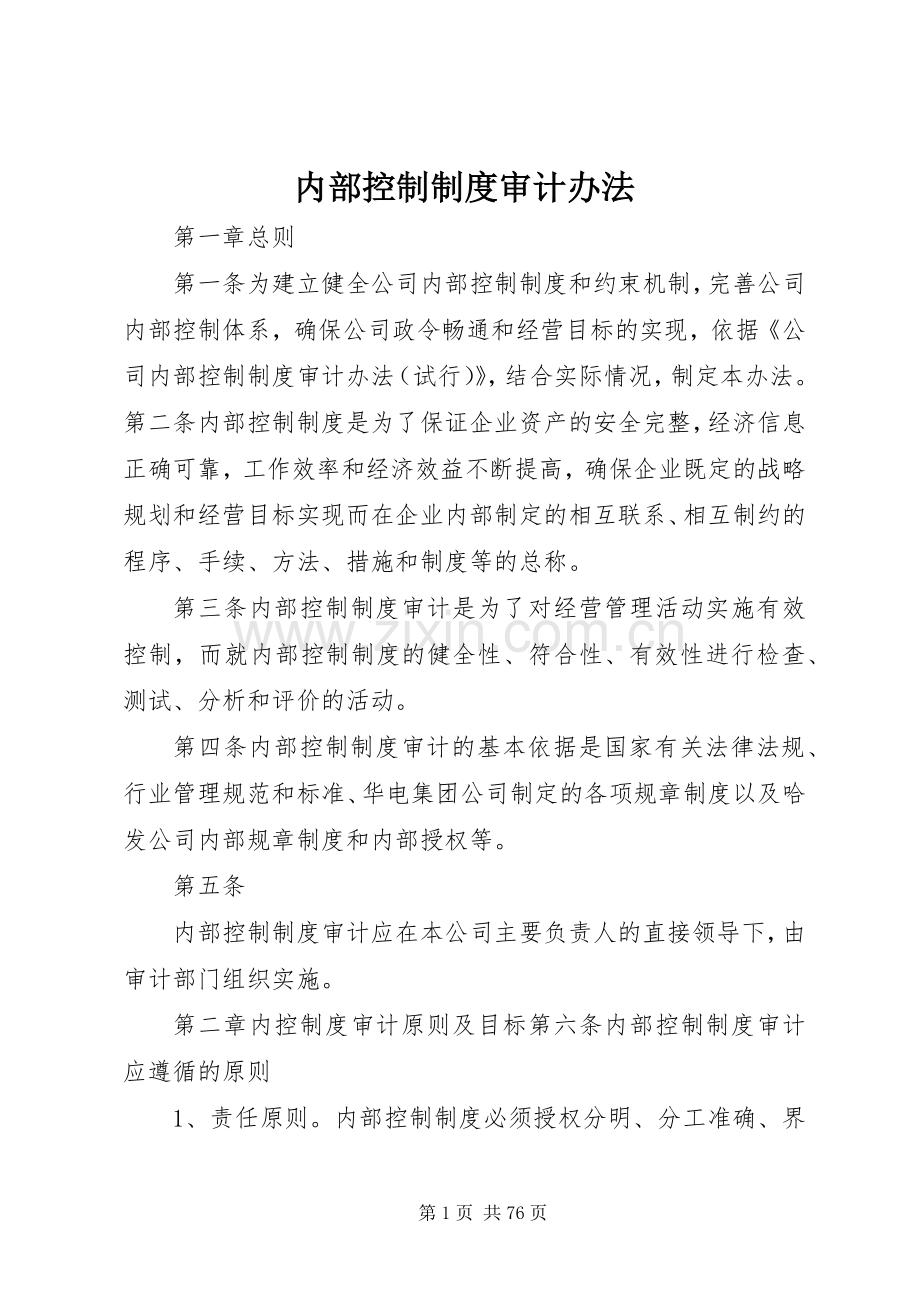 内部控制规章制度审计办法.docx_第1页