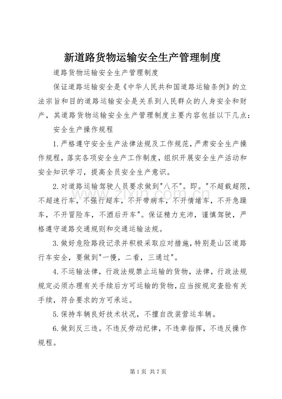 新道路货物运输安全生产管理规章制度细则.docx_第1页